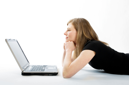 Girl seeking eating disorder recovery support online