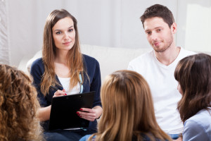 Group of young people during psychotherapy