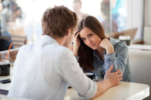 Young woman about to cry after having a fight with her boyfriend