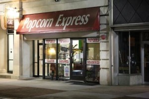 Popcorn Express Store during the evening.