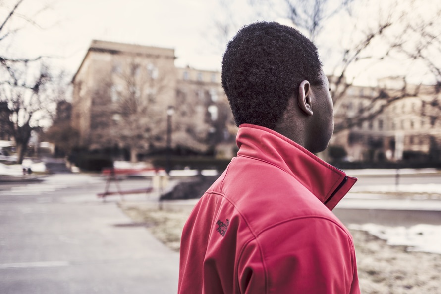 Man walking thinnking about males and eating disorders