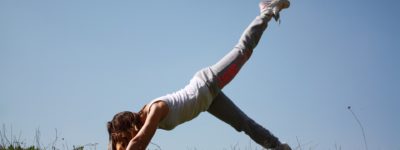 Female athlete stretching