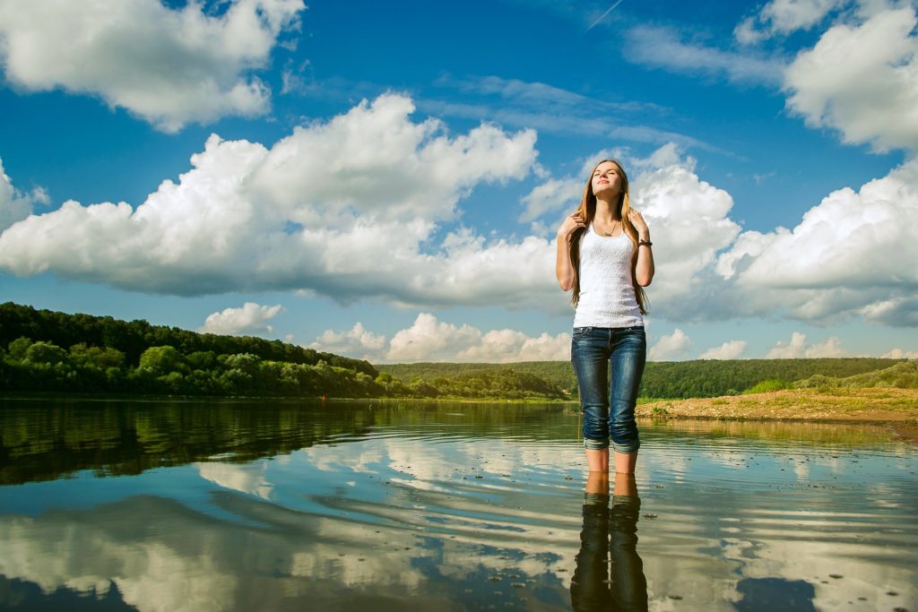 Woman looking at the sky