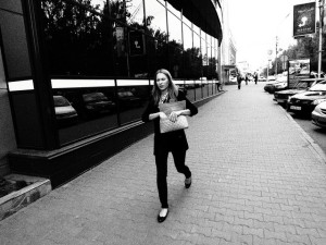 Sad and lonely woman / on the street / Novosibirsk / Siberia / 0
