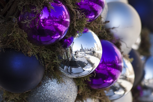 Purple and silver Christmas balls