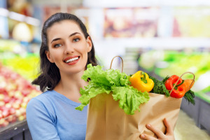 Woman shopping at the grocery store