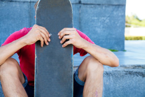 unrecognizable skateboarder