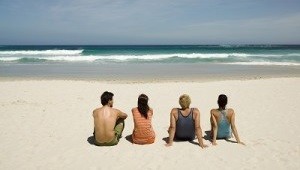 Family enjoying themselves at the beach