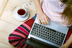 Woman checking out social media