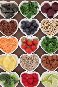 Bowls of food for a balanced diet.