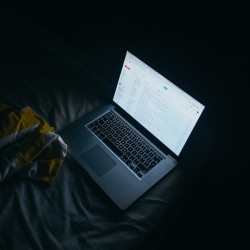 Computer on at night