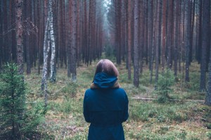 lady in forest