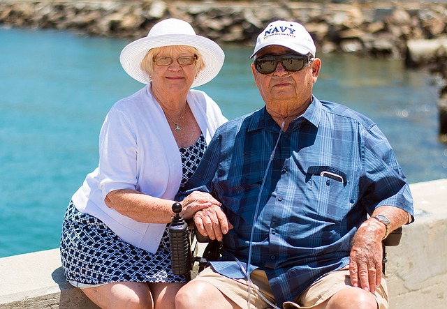 Older couple sitting on bench