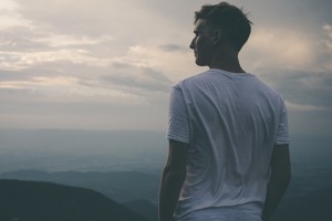 Man learning self-compassion