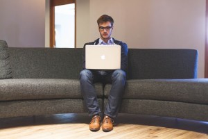 Man looking up eating disorder online.