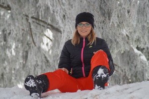 Canadian woman enjoying the snow