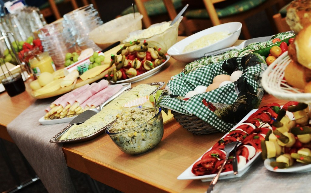 Balanced meal set on the dinner table