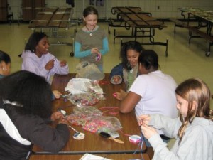 Girl Scout Troop participating in a project