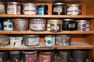 Paints Cans on a shelf