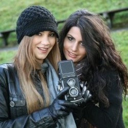 Friends taking selfies