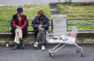 Homeless men speaking