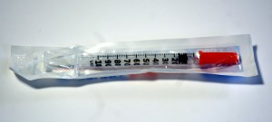 Diabetic medicine in a syringe used in Diabulimia