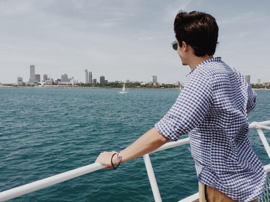 Man on a boat contemplating exposure-based therapy for eating disorders