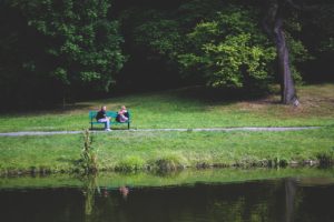 Roommates sharing in the park