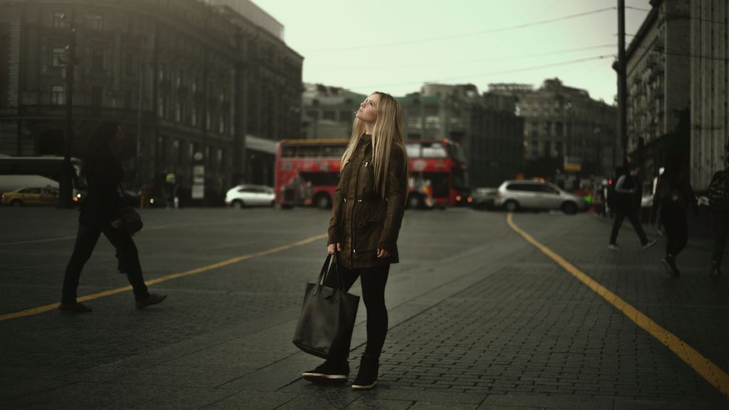 Girl standing on street