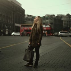 Girl standing on street