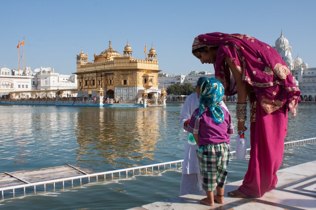 India woman with her family