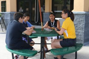 College students at table