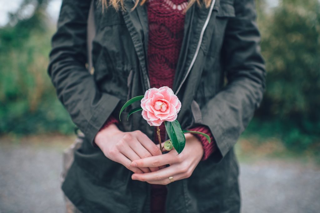 Woman pink rose