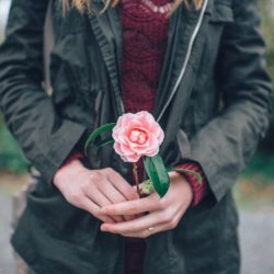 Woman pink rose