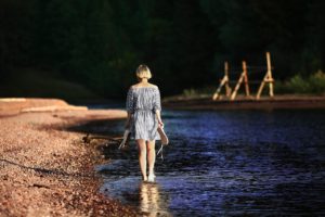 Model on the shore