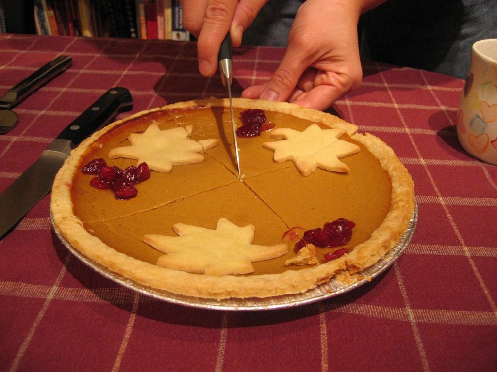 Cutting a pie not worrying about calories