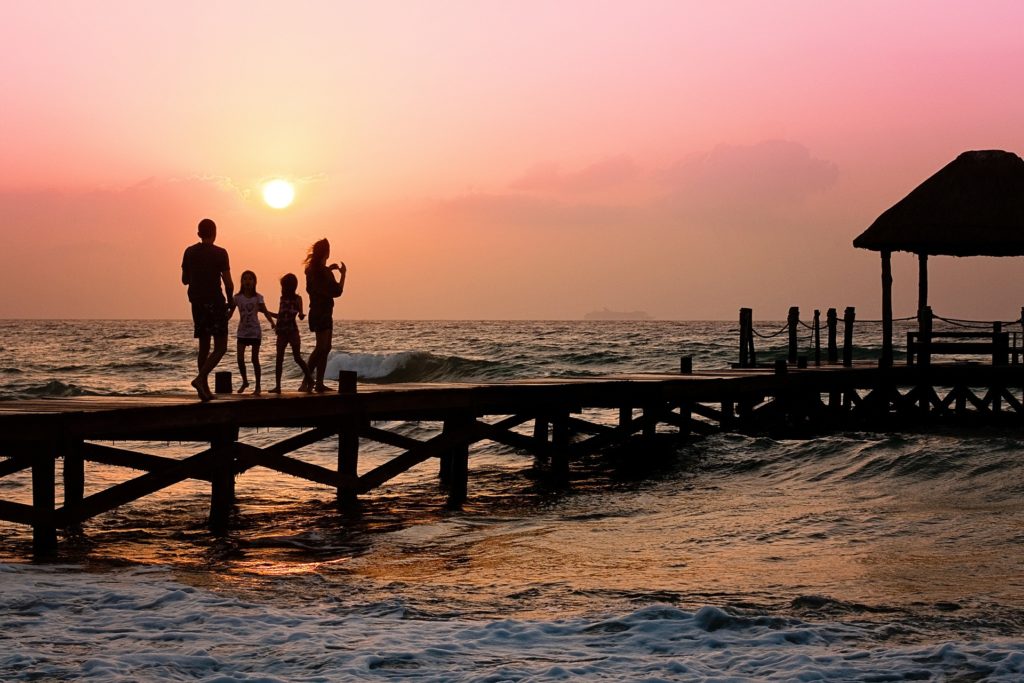 Family in recovery at the beach