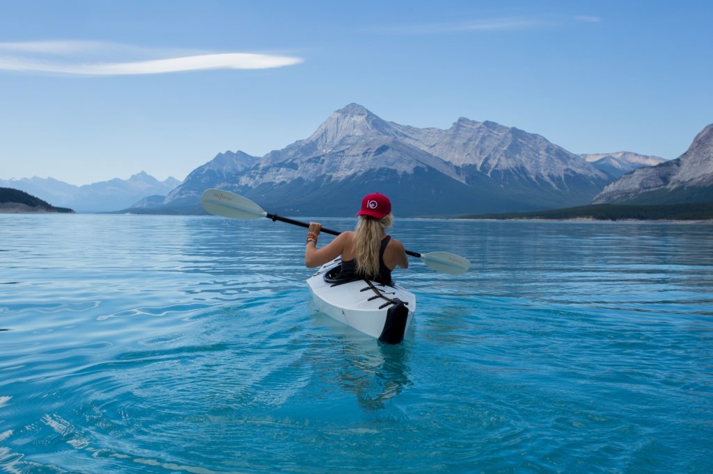 Woman athlete in a canoe