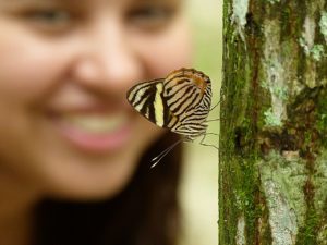 Woman and butterfly