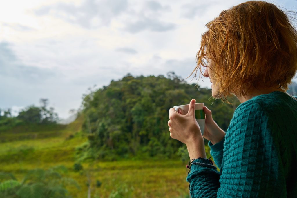 Woman with morning coffee