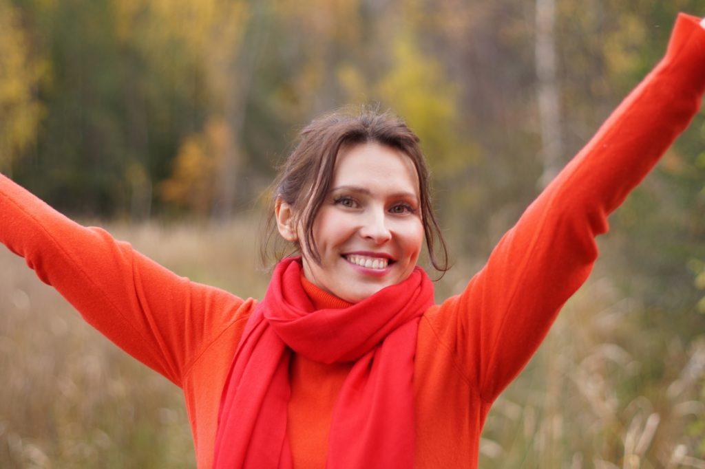 Woman celebrating long term recovery