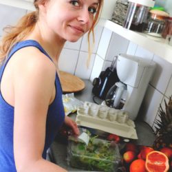Lady making one of her many meals for her Grazing diet