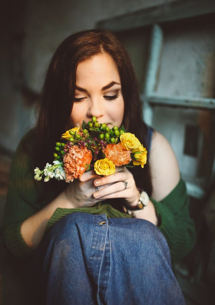 Woman with flowers