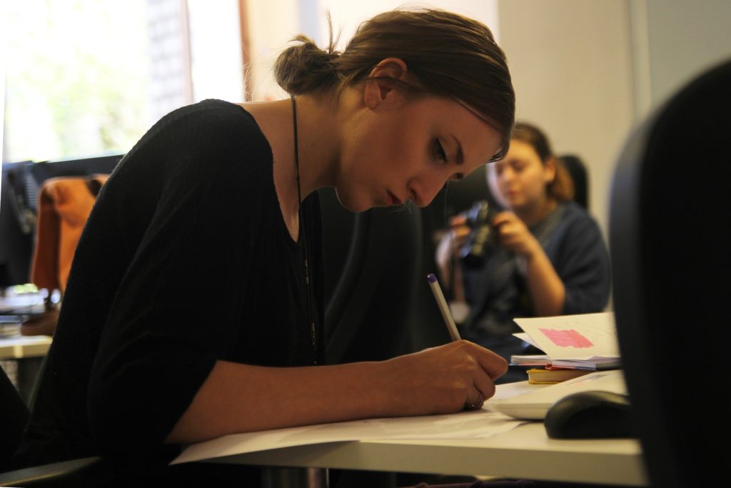 Woman focusing on her career