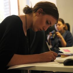 Woman focusing on her career