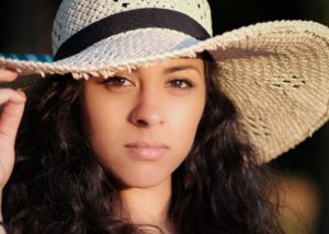 Woman in a straw hat