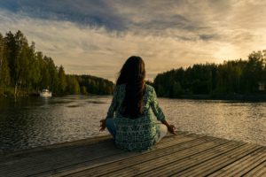 Woman using yoga therapy and Mindfulness