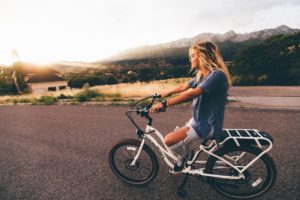 Teen girl on bicycle