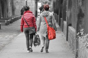 Friends walking together