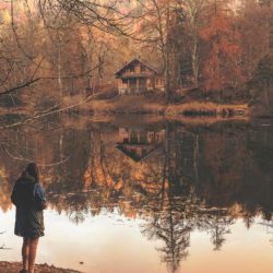 Woman by the lake with Bulimia Nervosa